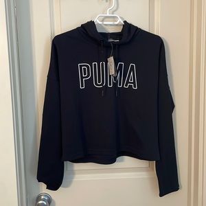 PUMA black cropped hoody sweatshirt Medium